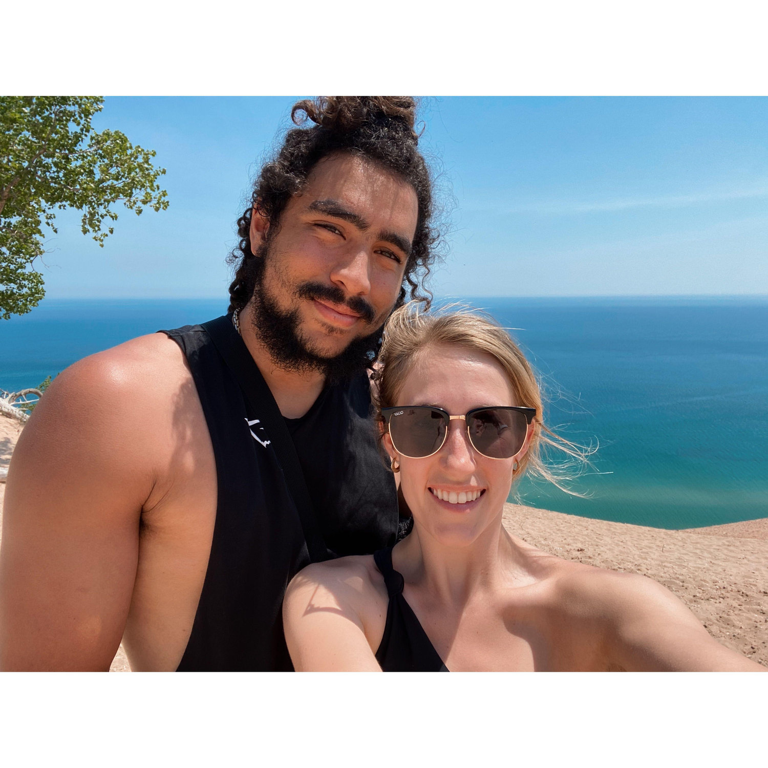 Our first vacation together; we visited Michigan and seriously went everywhere imaginable in this state, including the Sleeping Bear Dunes, pictured here.