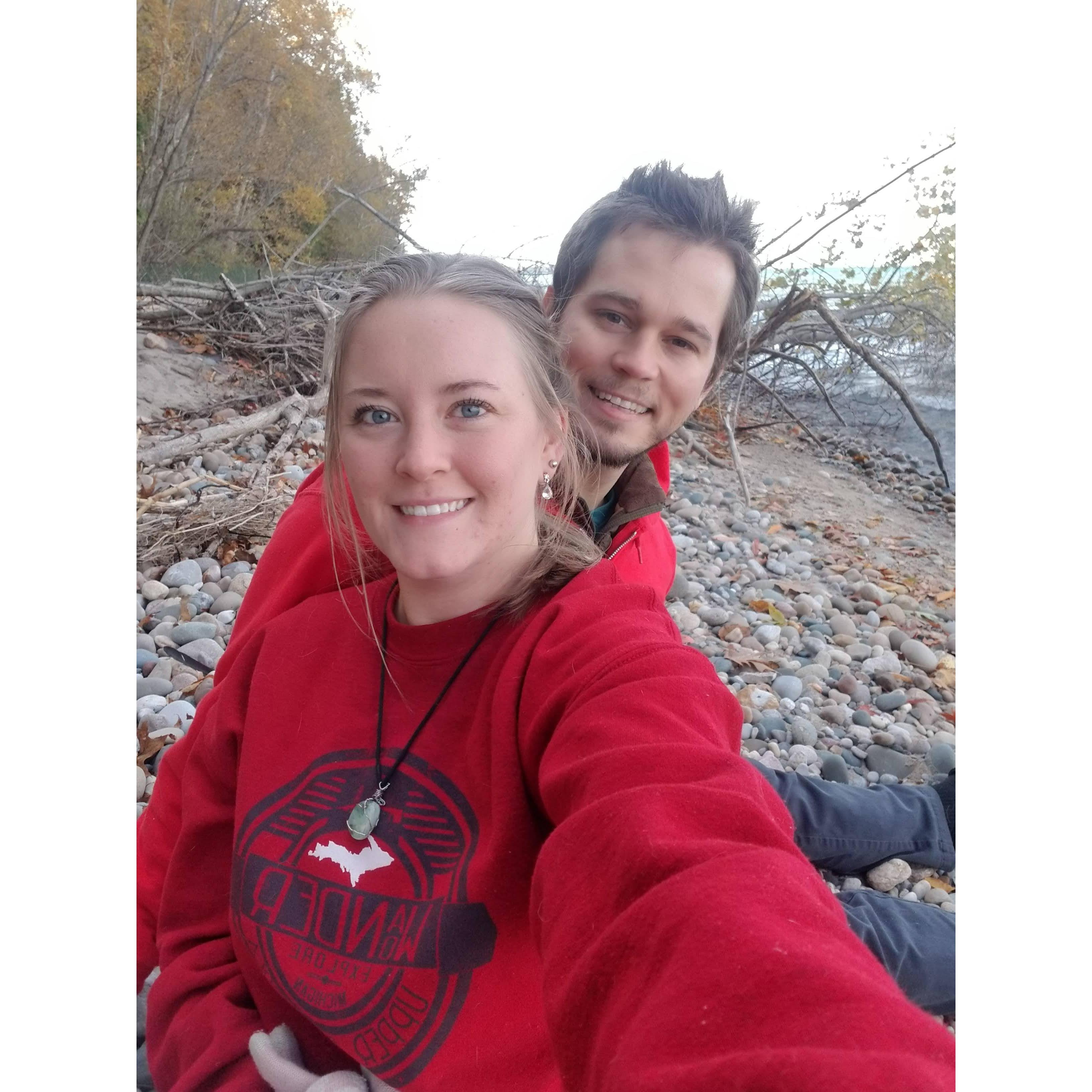 Took a Fall color drive to Lakeport Campground in Port Huron to celebrate my bday. Less than a year later, this is where I said  Yes!