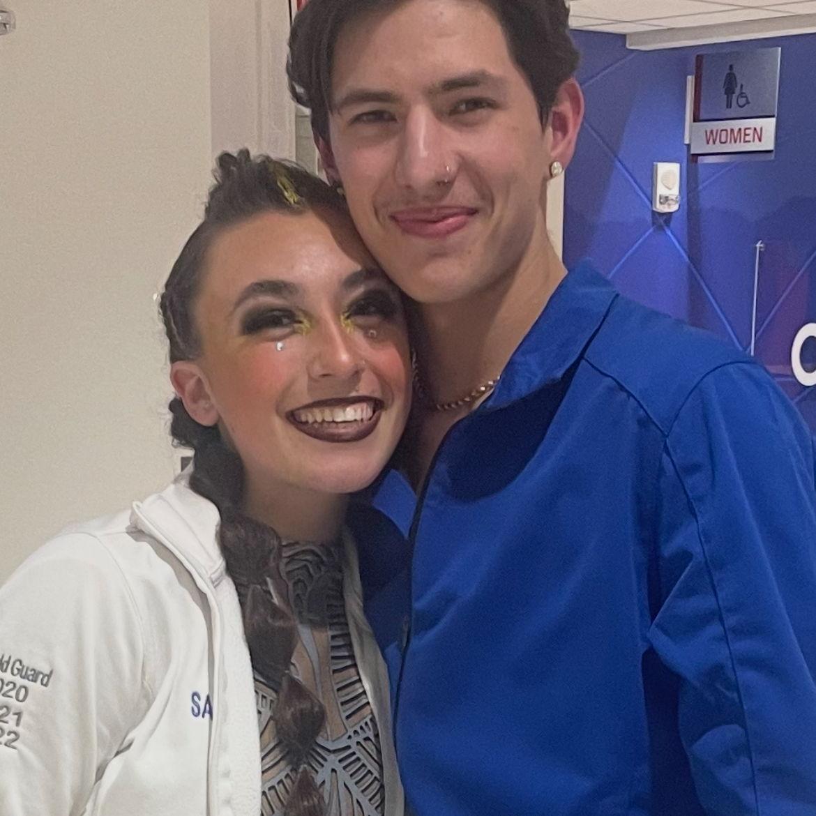 Our very first picture together at a color guard competition in April of 2022.