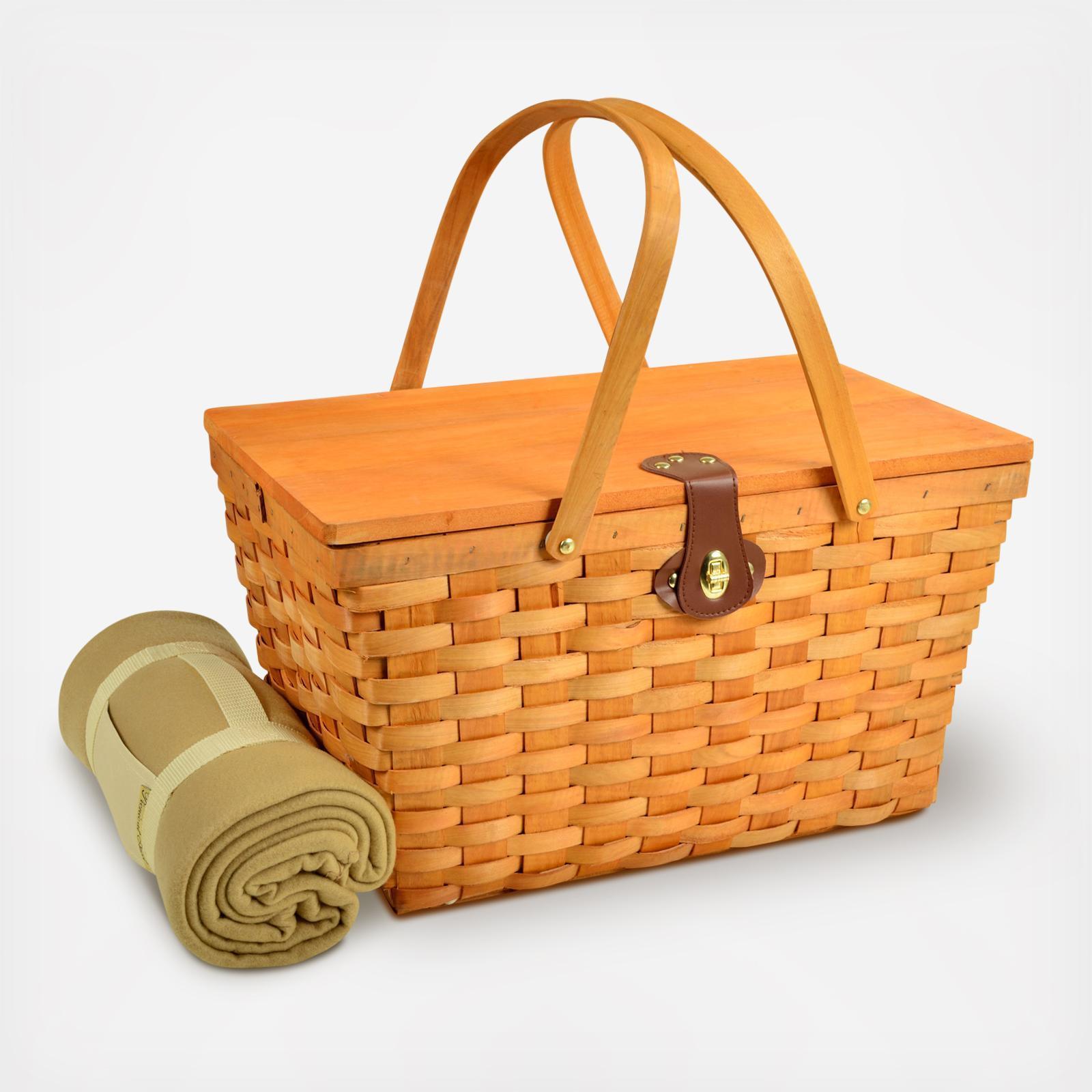 picnic basket and blanket