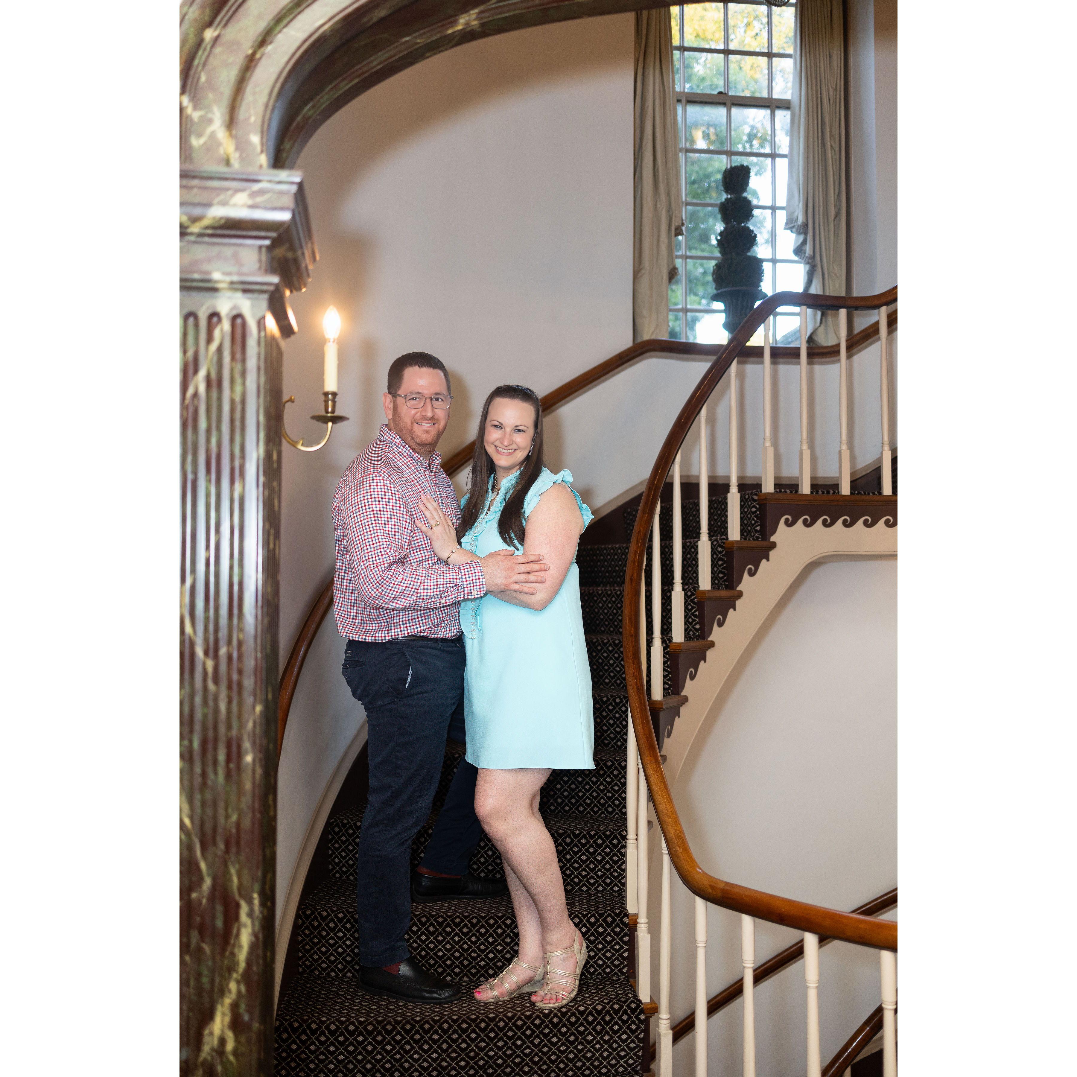 On the Queen's Staircase at the Williamsburg Inn!