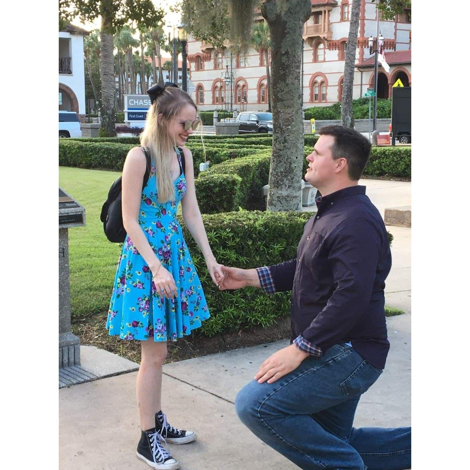 We were in St. Augustine when he popped the question...