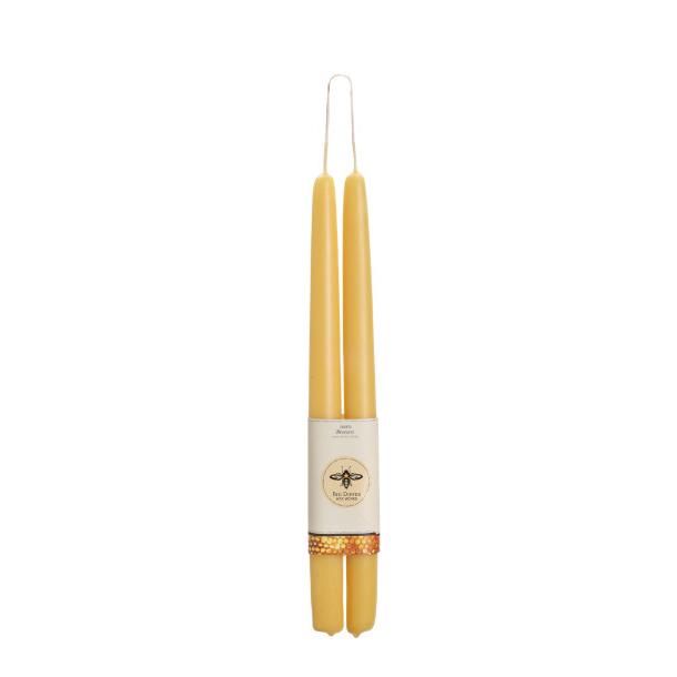 Big Dipper Wax Works Beeswax Taper Candles, Pair of Hand-Dipped 100% Pure Beeswax, Unscented with Natural Honey Aroma, 12" x 7/8" Standard Size, Long 12-Hour Burn, Eco-Friendly Handmade Candles