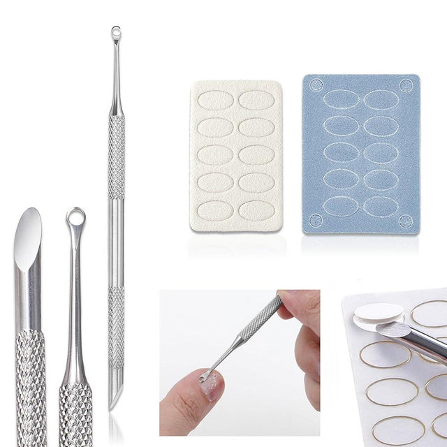 HaimiLiya Pre-treatment Cuticle Pusher, Russian Prep Nail Pushers, Dual Ended Cuticle Remover with 100/180 Grit Sandpaper Sheets, Nail Care for Manicure Pedicure Nail Art