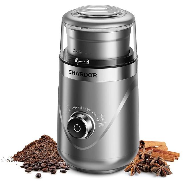 SHARDOR Adjustable Coffee Grinder Electric, Herb Grinder, Spice Grinder, Coffee Bean Grinder, Espresso Grinder with 1 Removable Stainless Steel Bowl, Silver,Updated,Version 2.0