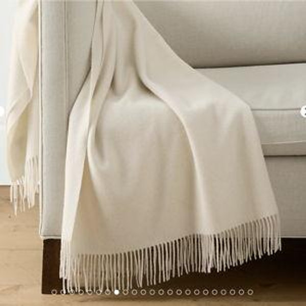 Wool & Cashmere Throw | Garnet Hill | Antique White