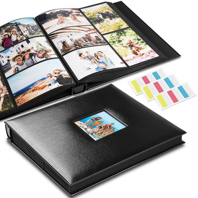 Photo Album 4x6 1000 Pockets Photos Leather Cover Extra Large Capacity Family Picture Book Wedding Albums with Index Tabs Holds Horizontal and Vertical 4x6 Photos with Black Pages