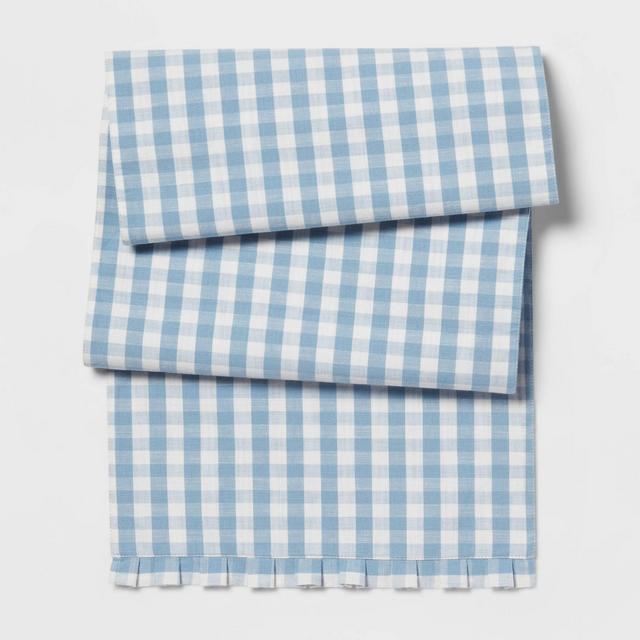 72" x 14" Cotton Gingham Kitchen Table Runner Blue - Threshold™