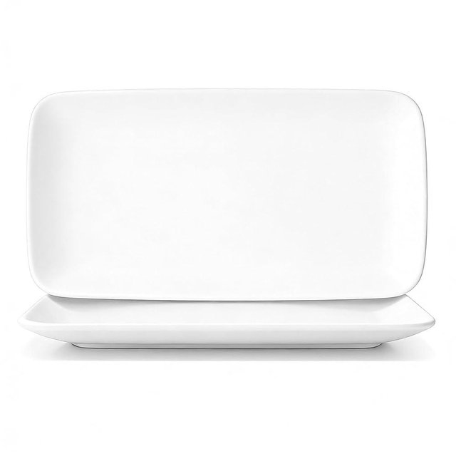 YALONG White Serving Platters Set of 2, 15.5 Inch Large Rectangular Serving Platters, Ceramic Serving Plates, Porcelain Platter for Food, Appetizer, Sushi, Steak
