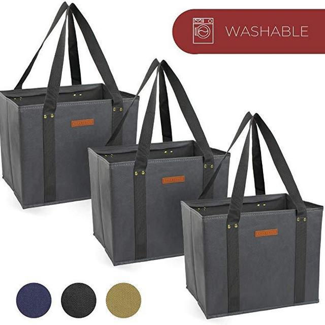 Gray Reusable/Washable Grocery Bags - Set of 3