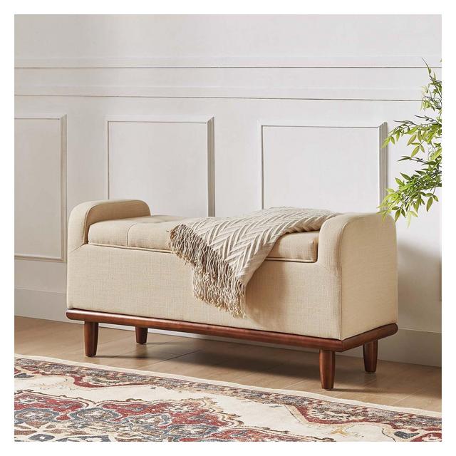 Edgaro Upholstered Storage Bench for Bedroom| ART OF LIVING DESIGNS-LINEN