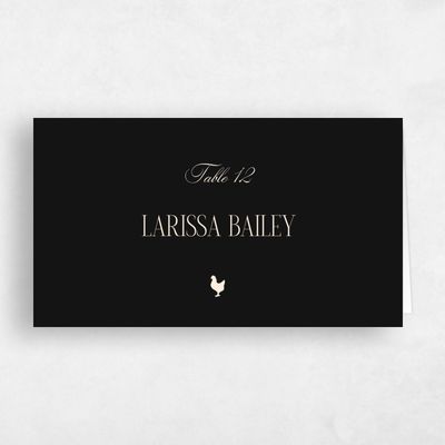 Black Wedding Place Card - Lux Chicken