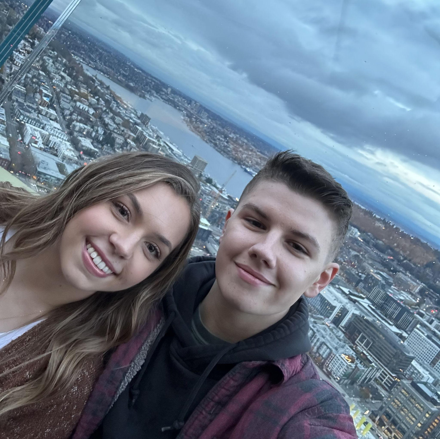 Our first photo together at the top of the Space Needle on our second date