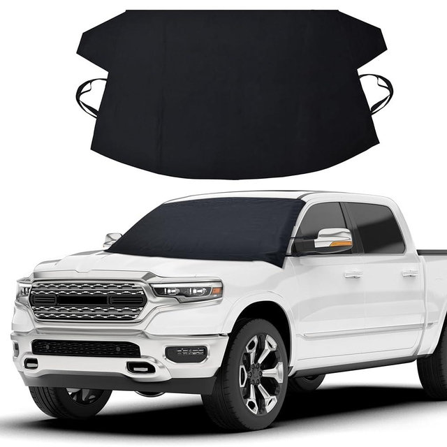 EcoNour Windshield Cover for Ice and Snow | 600D Oxford Fabric Windshield Cover | Water & Sag-Proof Car Windshield Snow Cover | Best Fit for Pickup Trucks & Full Size SUVs, XL (73.5 x 42.5 Inches)