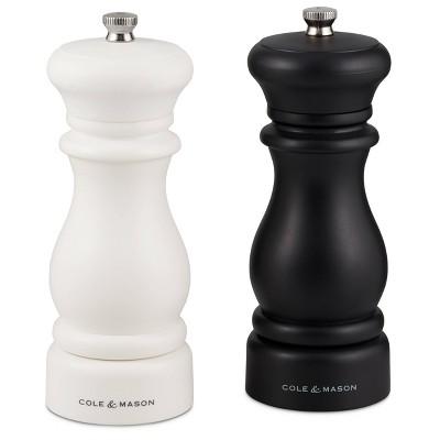 Cole & Mason 6" Southwold Salt and Pepper Mill Set Black/White