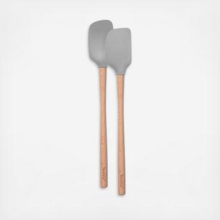 Flex-Core Silicone Mini Spatula and Spoonula with Wood Handles