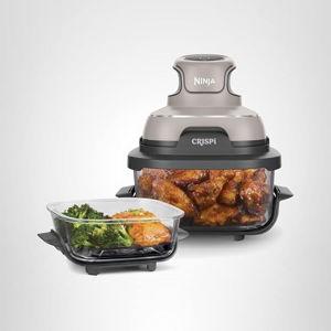Ninja Crispi Air Fryer, Microwave, Freezer & Dishwasher Safe, Non Toxic Glass Portable Cooking System, 4 QT & 6 Cup Glass Containers with Storage Lids, Easy Meals, Air Fry, Bake, Stone, FN101ST