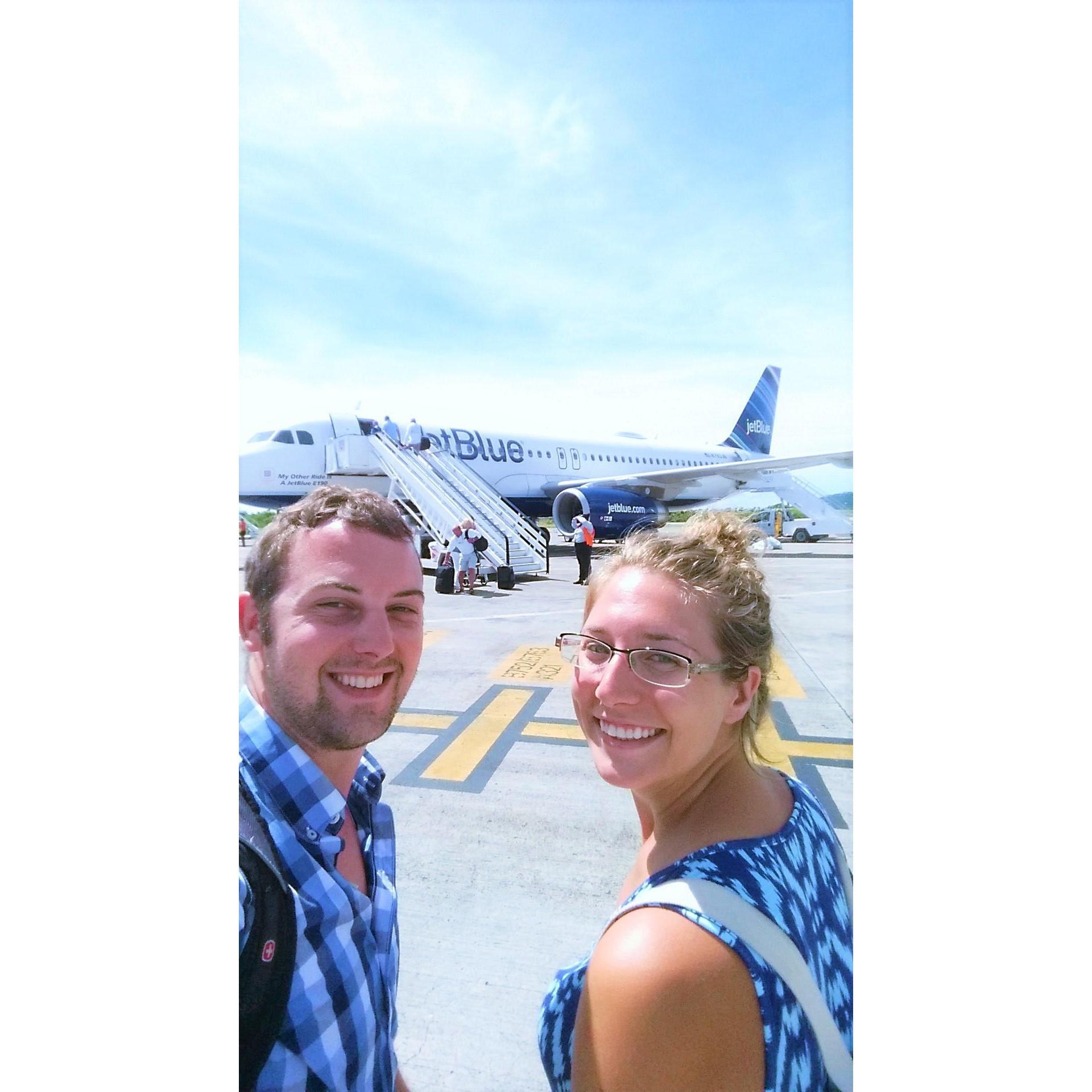 Walking on the tarmac on St. Thomas