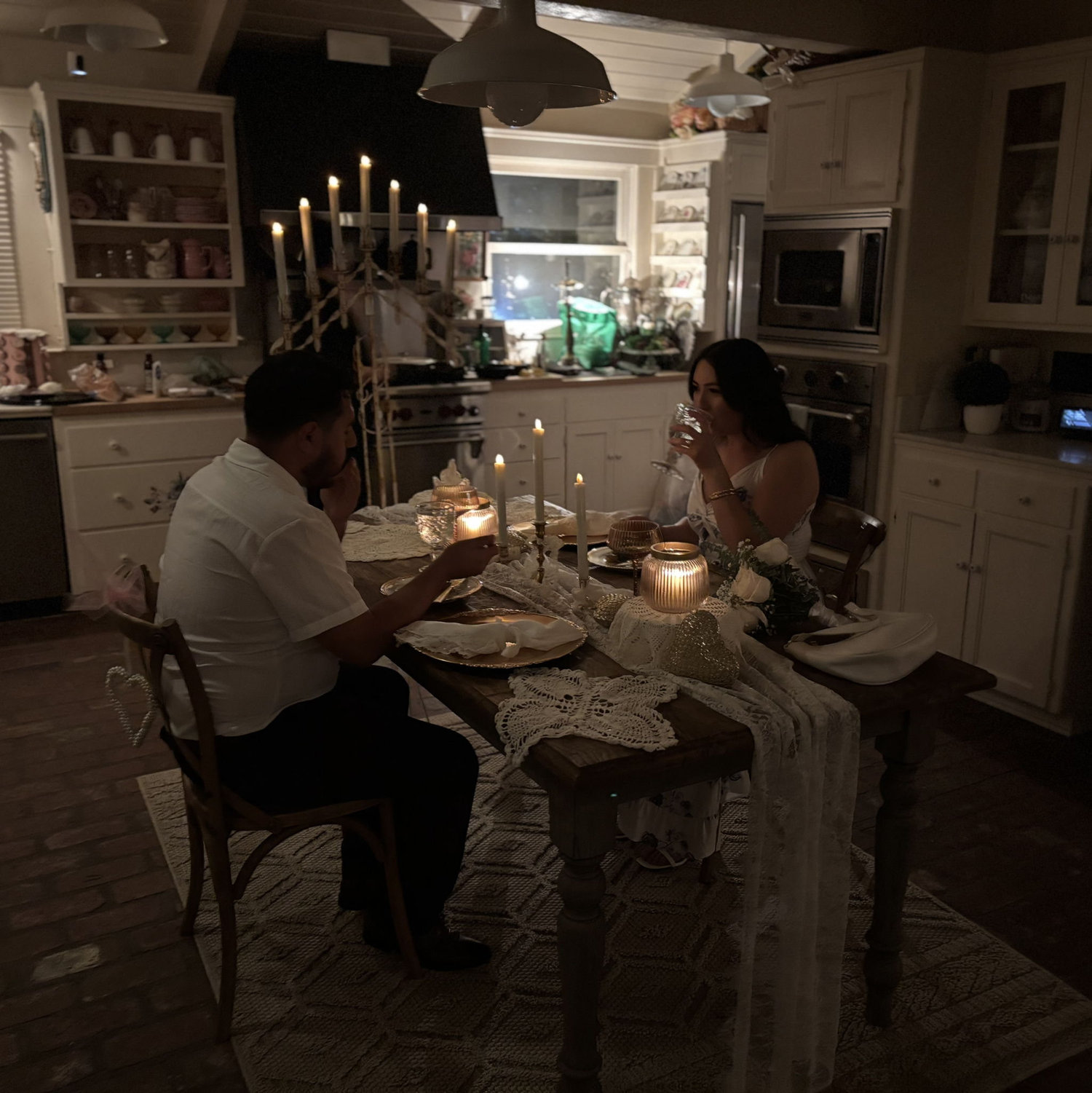 Enjoying a meal made by the private chef he hired for right after the proposal. He really thought of everything, i'm so lucky.
