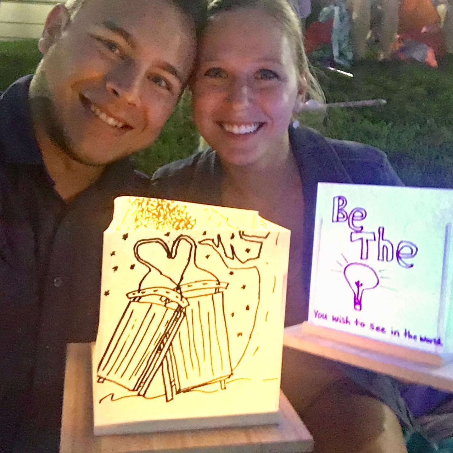We created water lanterns together and everyone had a nice yellow light, but mine had to be a bright flashing multicolor light. We still laugh about this!