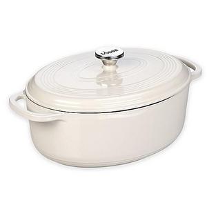 Lodge 7 qt. Enameled Cast Iron Oval Dutch Oven in Oyster White