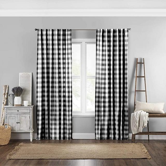 Elrene Home Fashions Farmhouse Living Buffalo Check Window Curtain Panel, 52" x 84" (1, Black/White