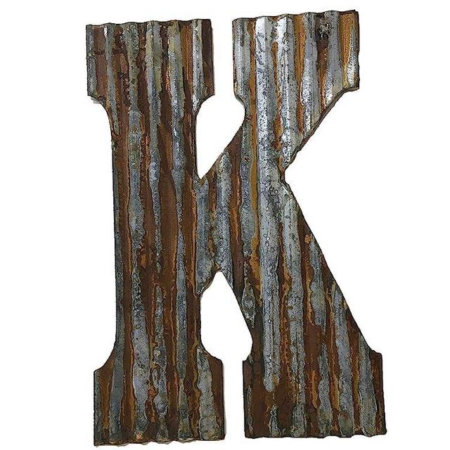 Farmhouse Rustic 24'' Wall Decor Corrugated Metal Letter K