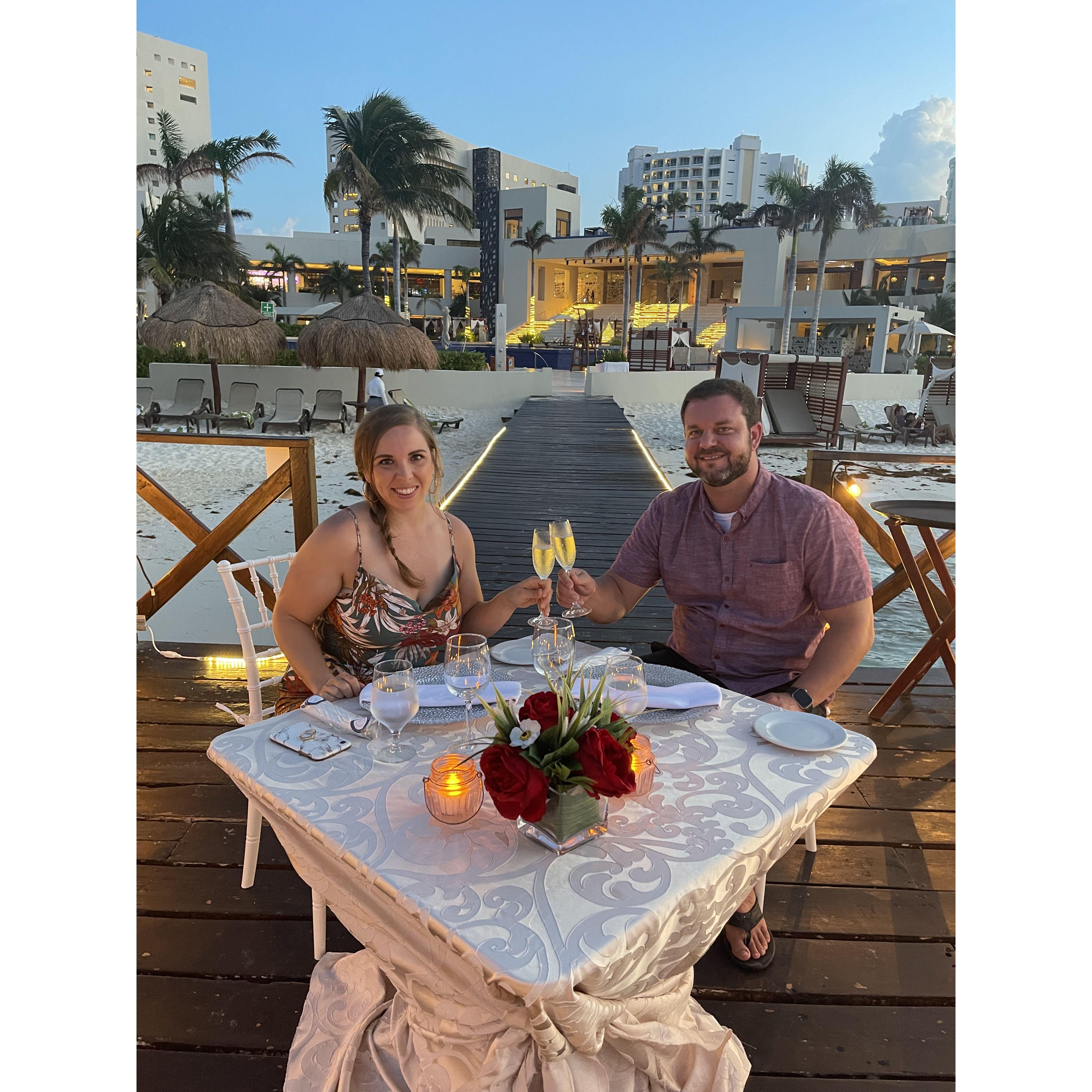 Private dinner on the dock in Cancun