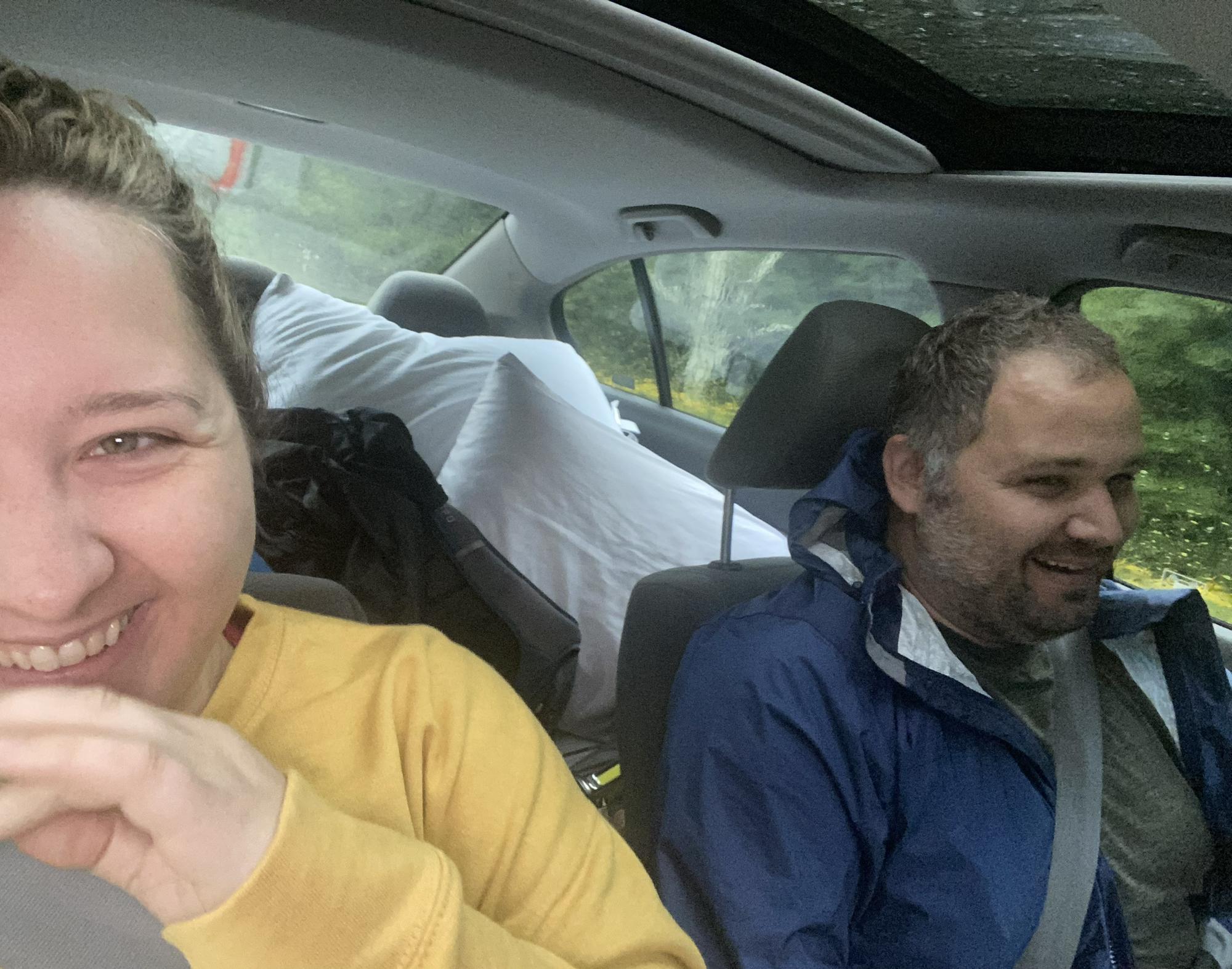 Driving through a hurricane on the Blue Ridge Parkway in Great Smokey Mountains a national Park, 2020