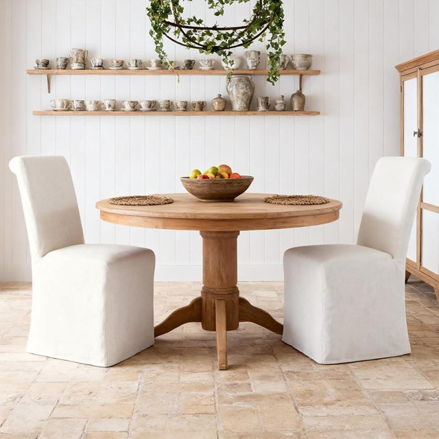 chairus Slipcovered Parsons Dining Chairs Set of 2, Upholstered Dining Room Chairs with Removable Linen Cover & High Back, Modern Farmhouse Wooden Side Kitchen Chairs, Beige