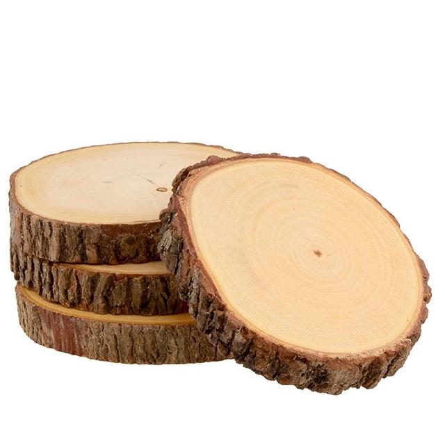 Meritage (4 Pack) Natural Acacia Wood Coasters Unfinished: Bulk Rustic Round Coaster Set For Drink Coasters, Crafts, Party Favors, Party Supplies