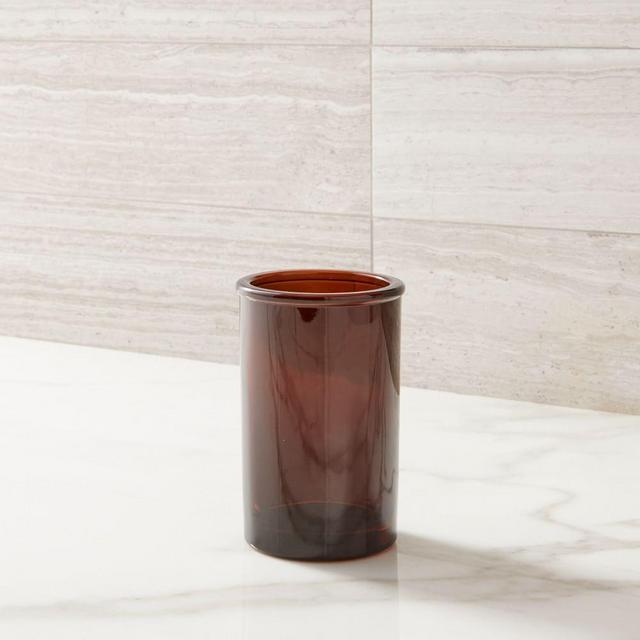 Apothecary Glass Bath Accessories, Amber, Toothbrush Holder