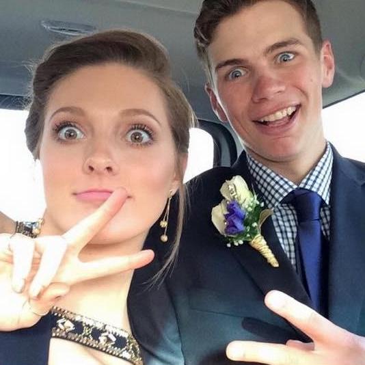 this was taken on our way to our junior year prom, 2015