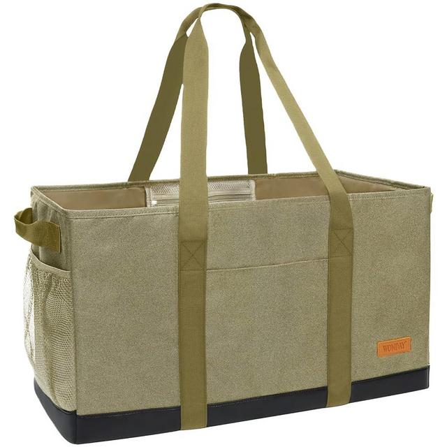 WONDAY Large Stand Up Utility Tote Bag, Reusable Grocery Bags Foldable with Waterproof Bottom, Extra Large Tote Bag with Handles and Pockets for Grocery Stores, Picnics, Beaches, Camping
