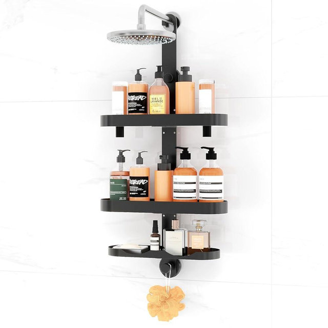 JUYSON Shower Caddy Hanging, Shower Organizer Hanging Rustproof, No Drill Over The Shower Head Caddy, Anti-Swing Shampoo Holders For Inside Shower Bathroom, Shower Shelves Shower Rack Hanging