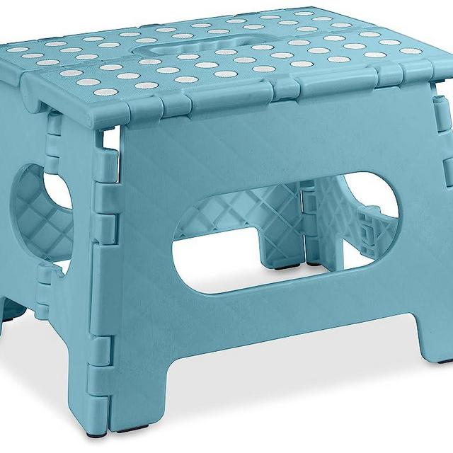 Folding Step Stool - The Lightweight Step Stool is Sturdy Enough to Support Adults and Safe Enough for Kids. Opens Easy with One Flip. Great for Kitchen, Bathroom, Bedroom, Kids or Adults. (Teal)