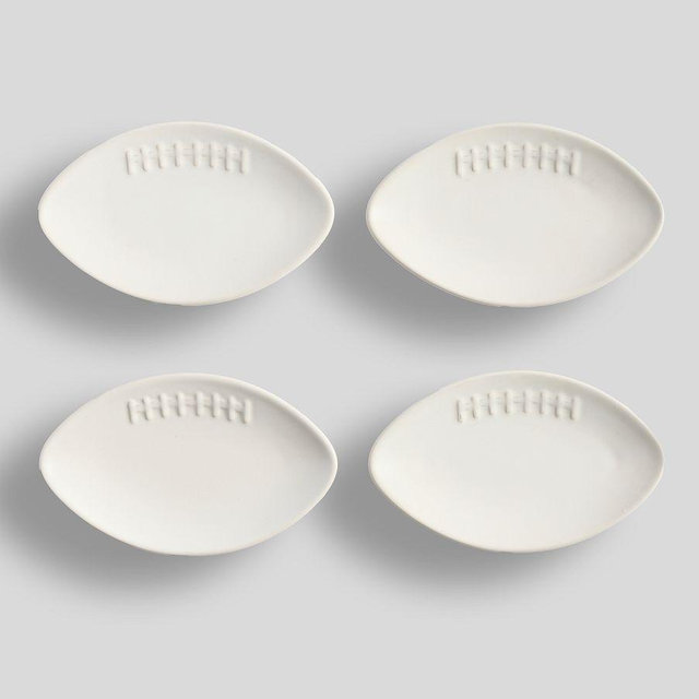 Football Appetizer Stoneware Plate, Set of 4