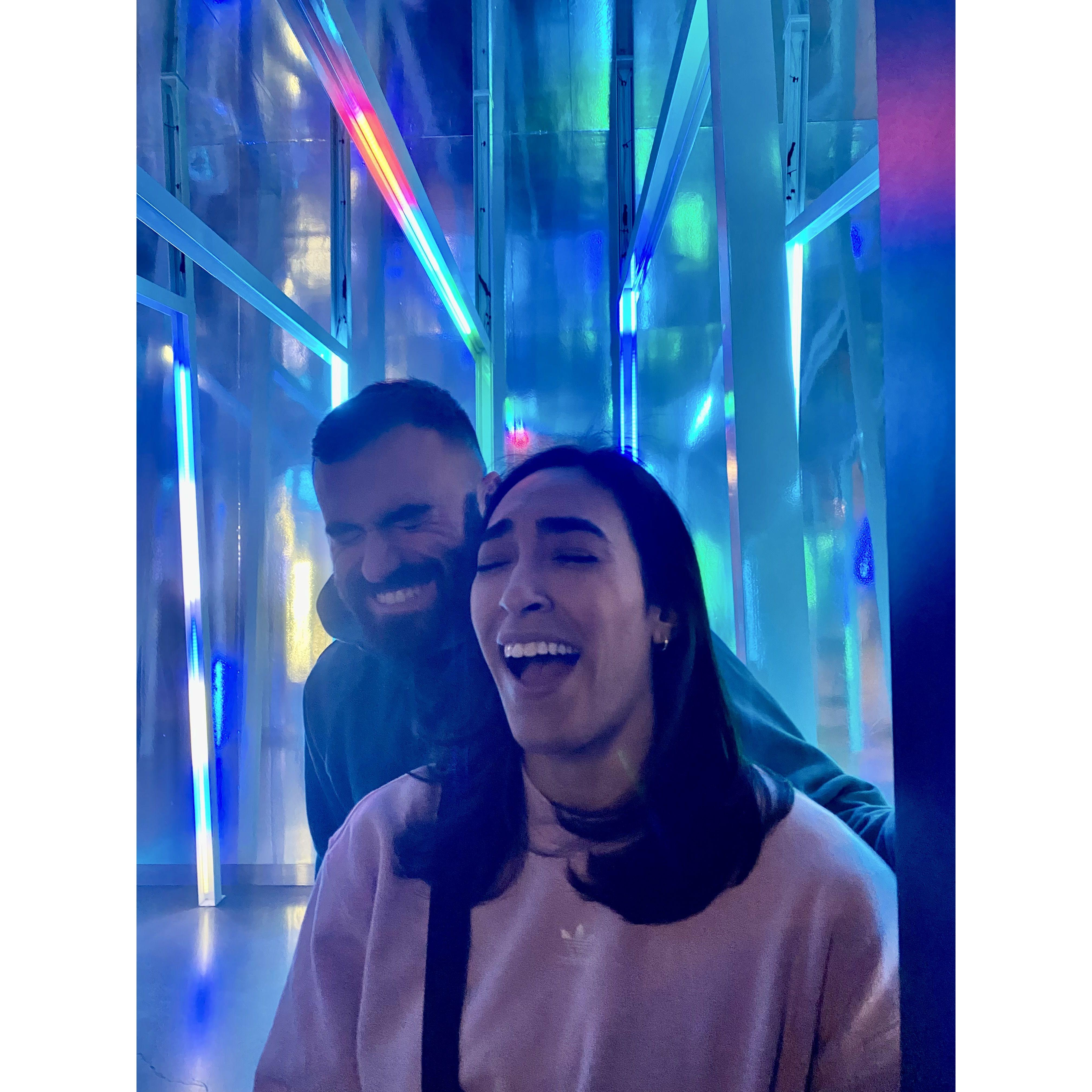 We don't remember what we were laughing at, but probably a dad joke