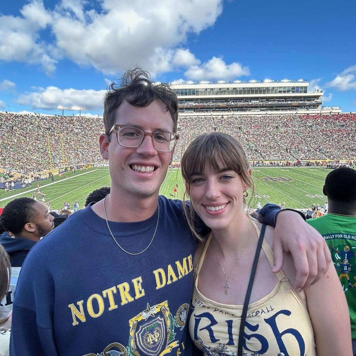 John-Luc and Grace at the first Notre Dame football game of her senior year. Go Irish!