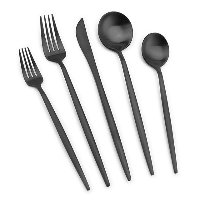 Matte Black Silverware Set for 6, Vanys Stainless Steel Cutlery Flatware Set，30 Pieces Kitchen Utensil Sets, Tableware With Knife Spoons And Forks Set, Satin Finished Polished, Dishwasher Safe