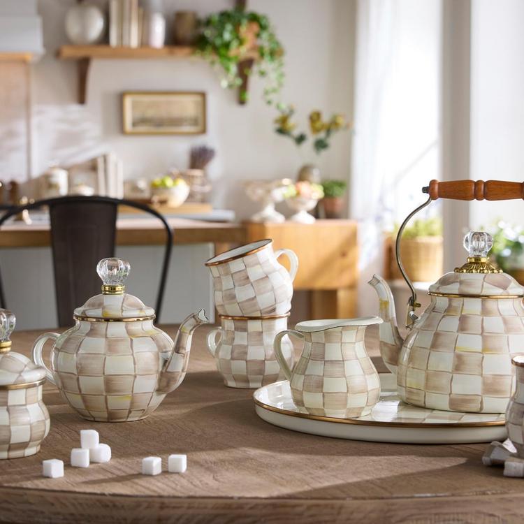 MacKenzie-Childs, Mocha Check Enamel Creamer | Zola