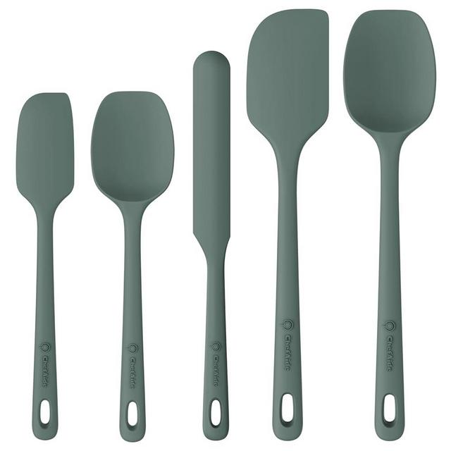 ChefAide 5 Pieces Silicone Spatula Set, Food Grade Rubber Spatula, Upgrade Strong Handle with Ergonomic Grip, Heat Resistant Up to 600°F for Nonstick Cookware, Cooking