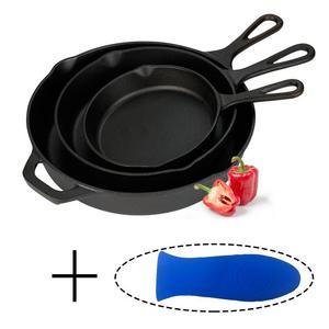 Kookantage Cast Iron Skillet Pre-Seasoned Pan Cookware 10", 8", 6" Pans 3 Piece Set Best Heavy-Duty Professional Chef Quality For Frying,Saute,Cooking,Pizza