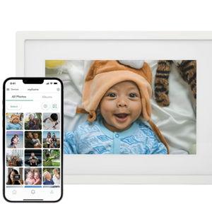 Skylight 10" Digital Photo Frame - White: Wi-Fi Enabled, Wall Mountable, Detachable Stand