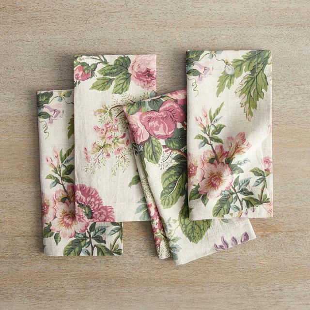 Garden Floral Napkins, Set of 4 - Flax