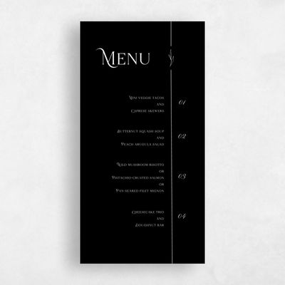 Black Wedding Menu - Hartington