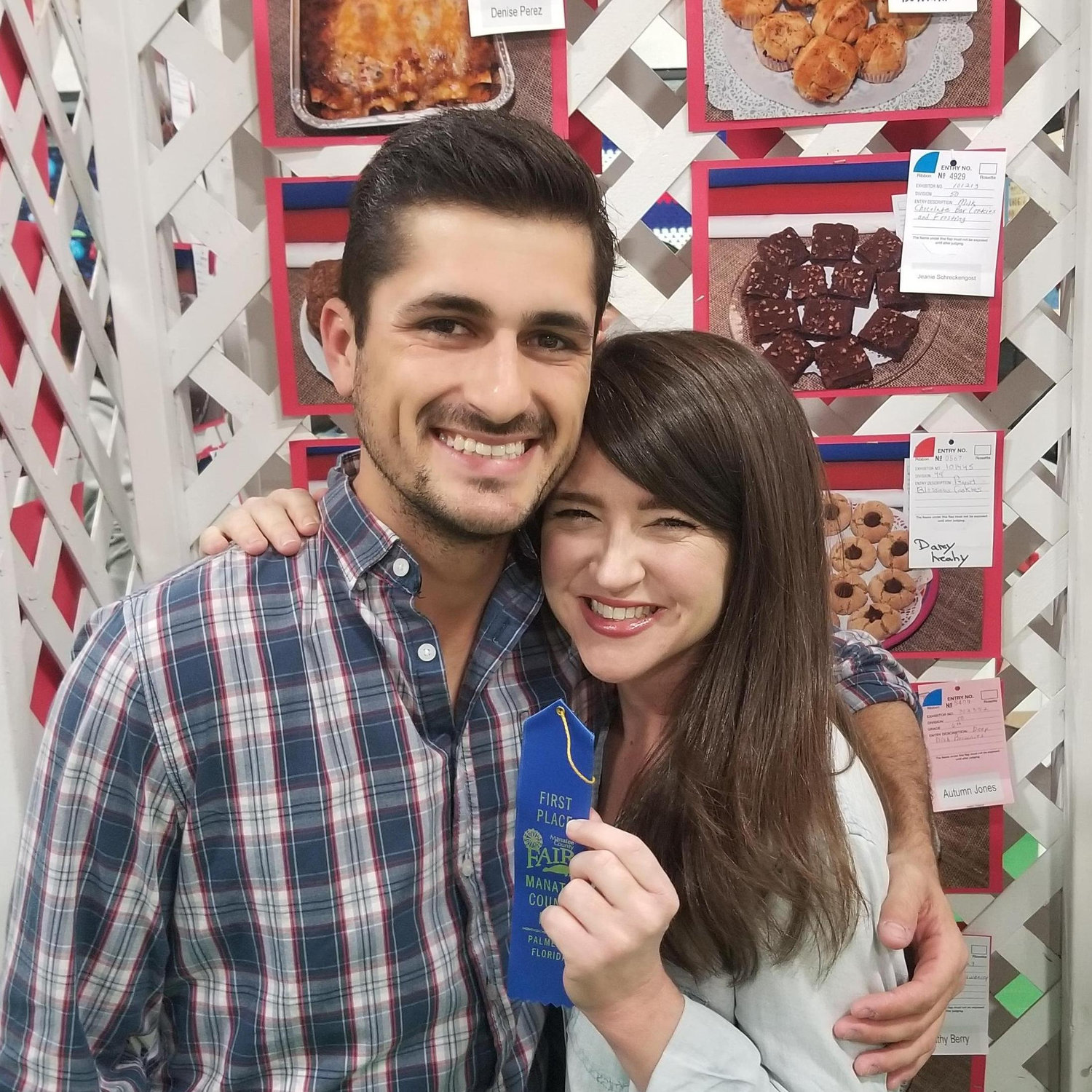 Whitney's won the blue ribbon at the fair for her cookies!  But she really won when she met Chris.