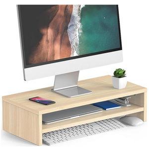 Monitor Stand - 2 Tier Computer Monitor Riser, Oak 21.3" Inch Shelf, Wood Desktop Stand, Oak