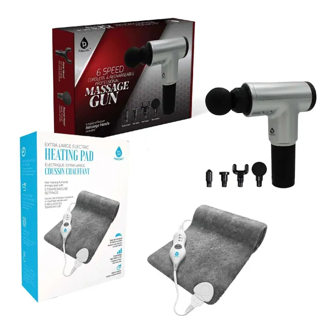 Ultimate Muscle Recovery & Pain Relief Bundle: 6 Speed Percussion Massager & Electric Heating Pad