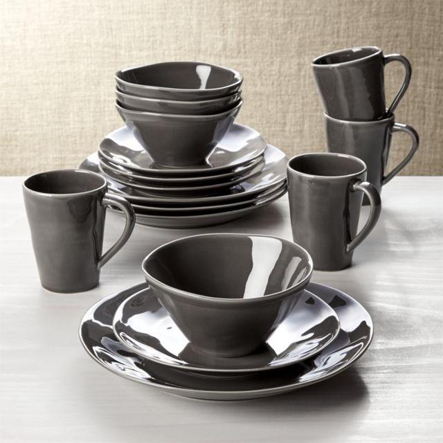 Marin Dark Grey 16-Piece Place Setting